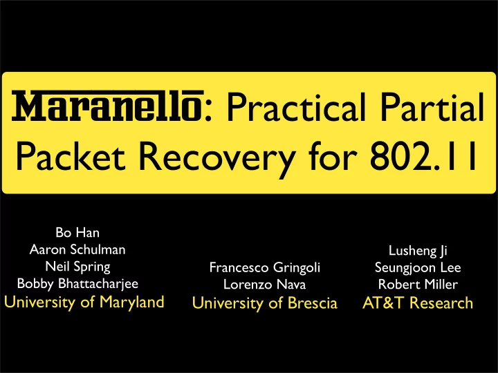 block based partial packet recovery