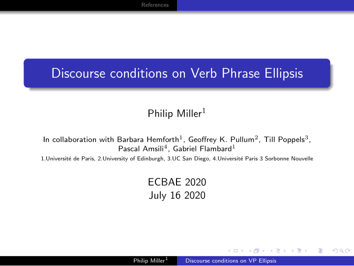 discourse conditions on verb phrase ellipsis
