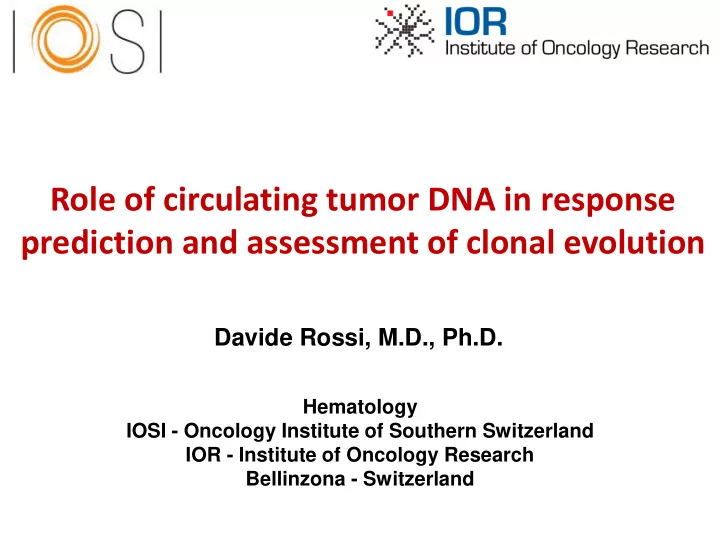 prediction and assessment of clonal evolution