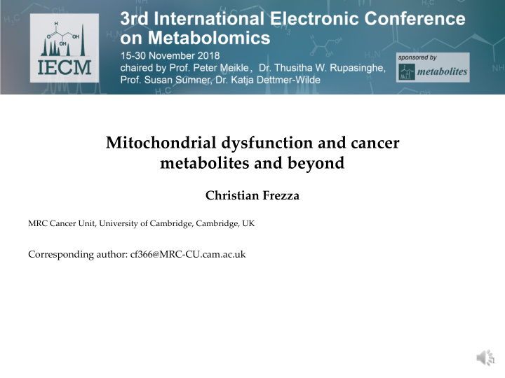 mitochondrial dysfunction and cancer metabolites and