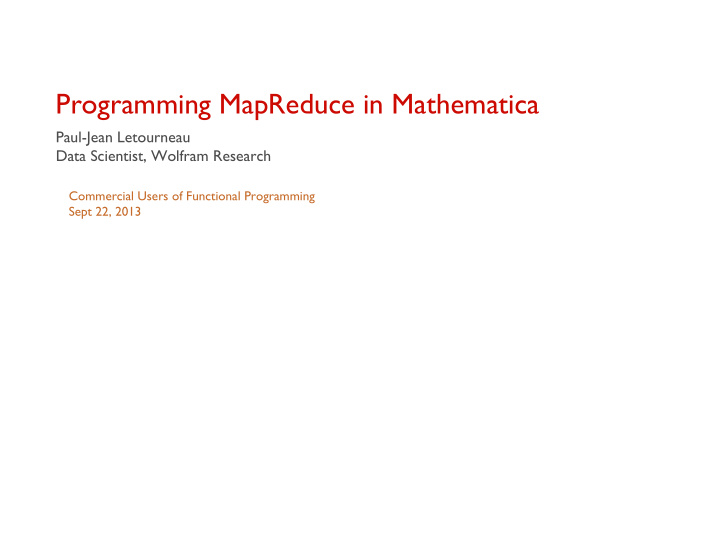 programming mapreduce in mathematica