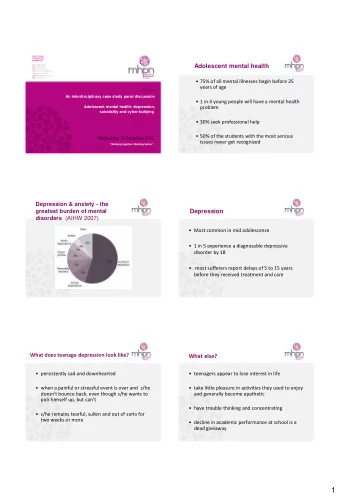 1  And still more signs....  Any physical signs?  withdraw from other people  depressed young