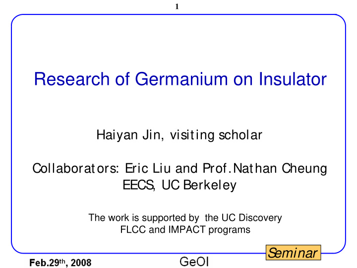 research of germanium on insulator