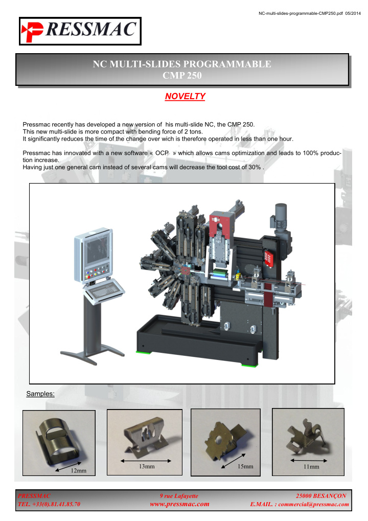 nc multi slides programmable cmp 250