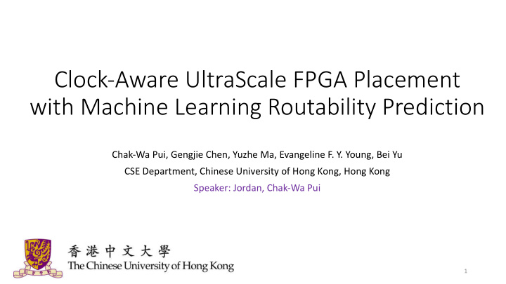 clock aware ultrascale fpga placement with machine