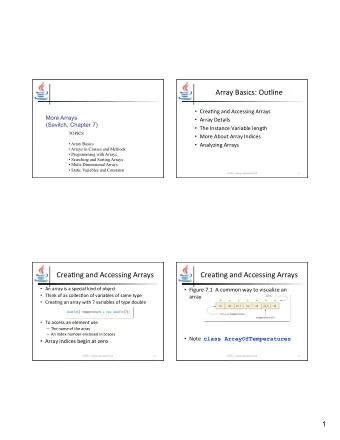 Crea%ng  and  Accessing  Arrays    Crea%ng  and  Accessing  Arrays    An