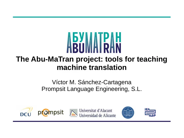 the abu matran project tools for teaching machine