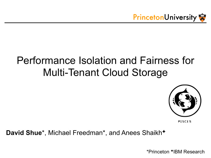 performance isolation and fairness for multi tenant cloud