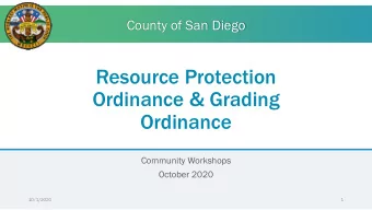 Resource Protection  Ordinance &amp; Grading  Ordinance  Community Workshops  October 2020