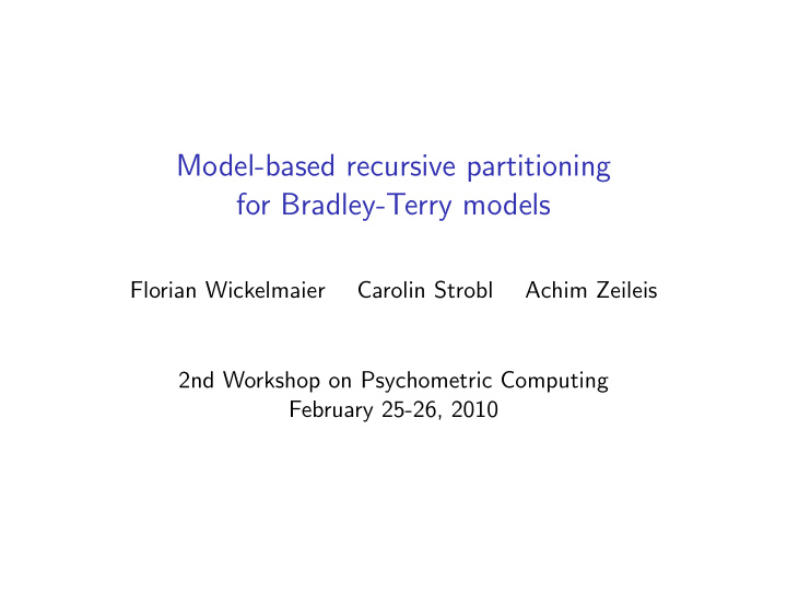 model based recursive partitioning for bradley terry