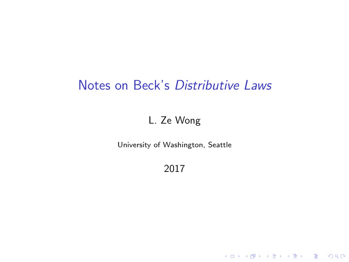 notes on beck s distributive laws