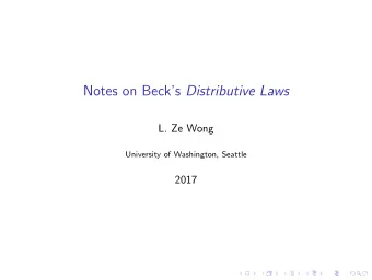 Notes on Becks Distributive Laws  L. Ze Wong  University of Washington, Seattle  2017  WARNING!