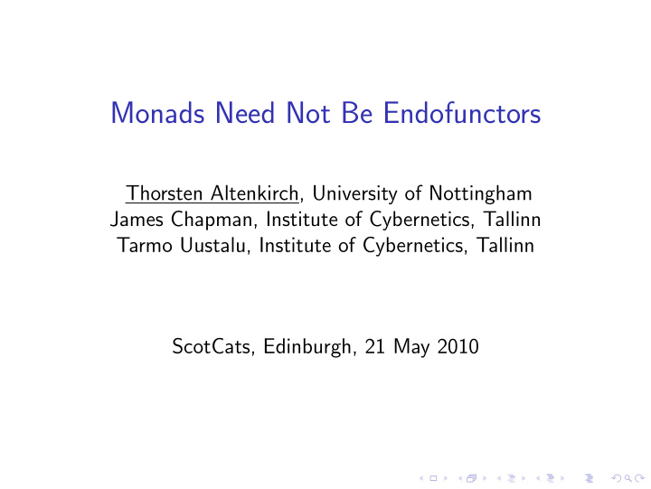 monads need not be endofunctors