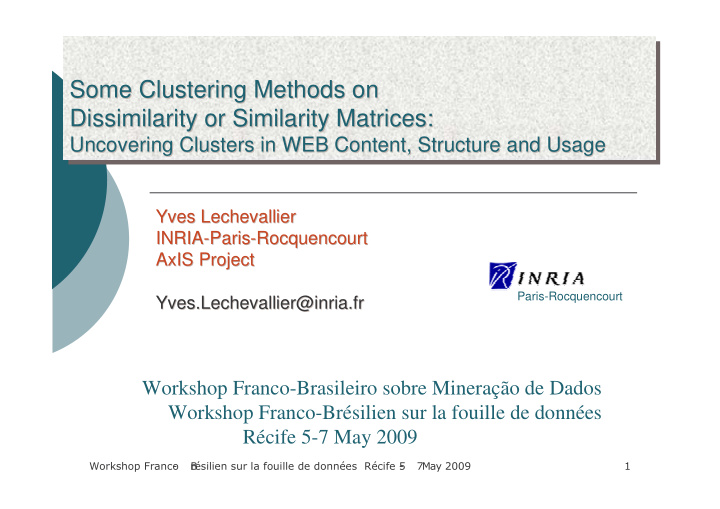 some clustering methods on some clustering methods on