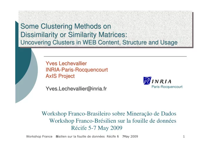 some clustering methods on some clustering methods on
