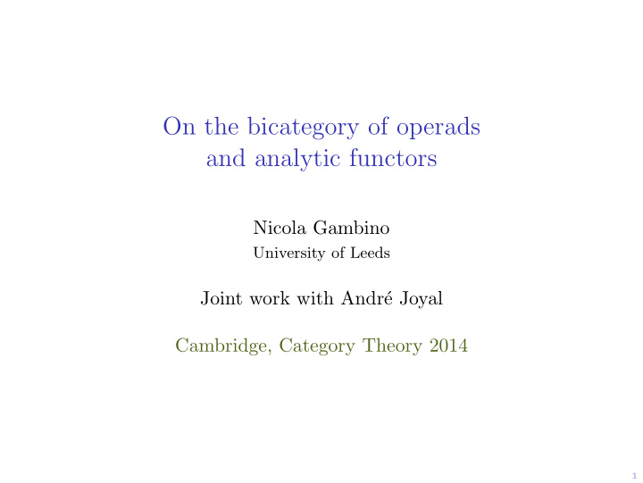 on the bicategory of operads and analytic functors