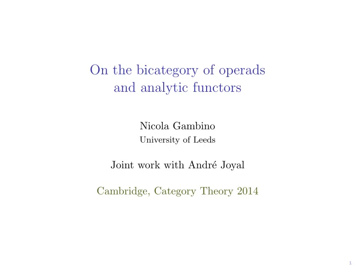 on the bicategory of operads and analytic functors