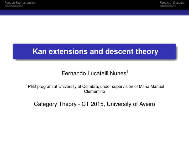 kan extensions and descent theory