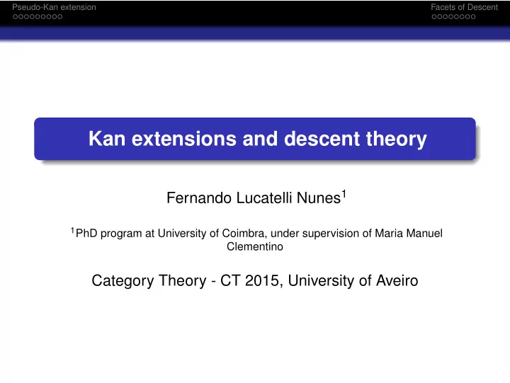 kan extensions and descent theory