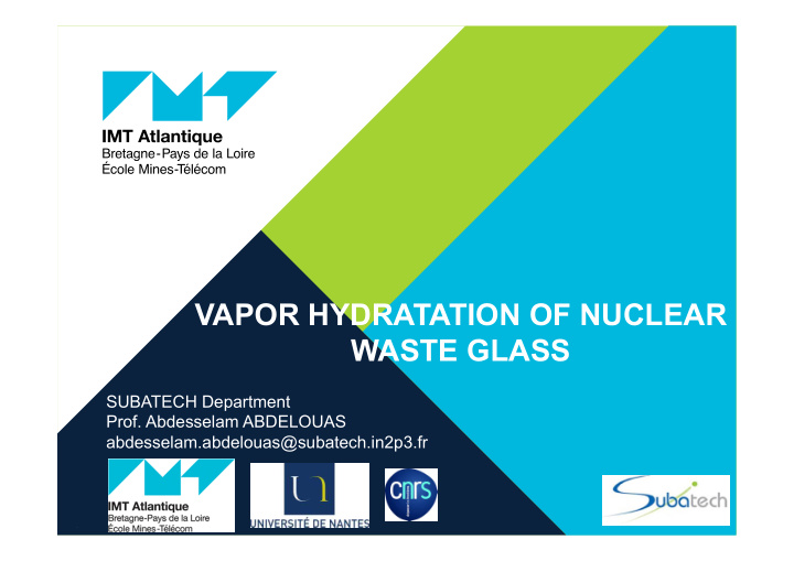 vapor hydratation of nuclear waste glass