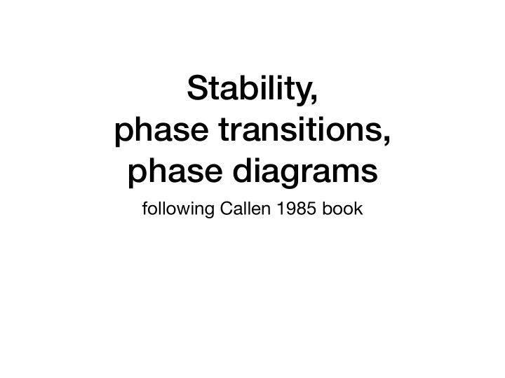 stability phase transitions phase diagrams