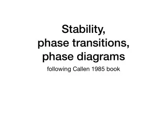 Stability,  phase transitions,   phase diagrams  following Callen 1985 book  8Stability of