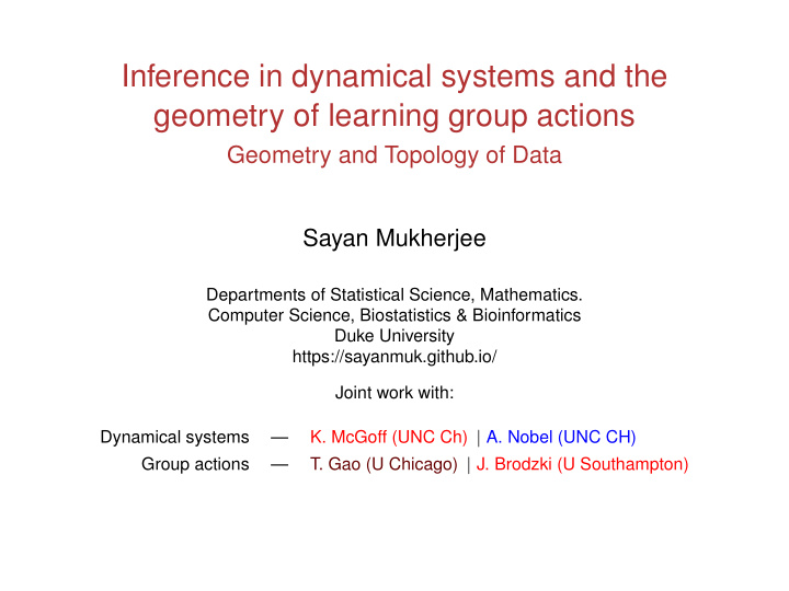 inference in dynamical systems and the geometry of