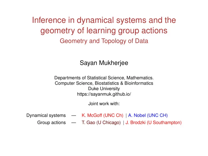 inference in dynamical systems and the geometry of