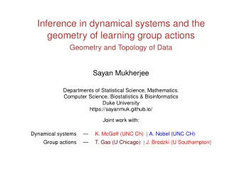 Inference in dynamical systems and the  geometry of learning group actions  Geometry and Topology