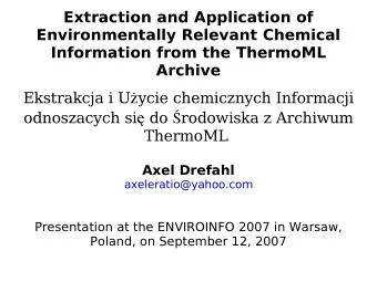 Overview  ThermoML quick tour  Chemical identification  Chemical Property Viewer (CPV)