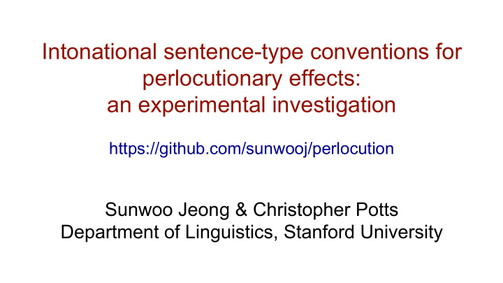 intonational sentence type conventions for perlocutionary