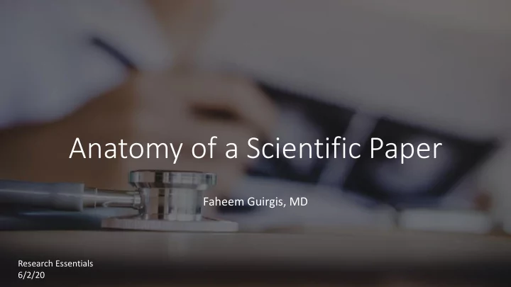 anatomy of a scientific paper