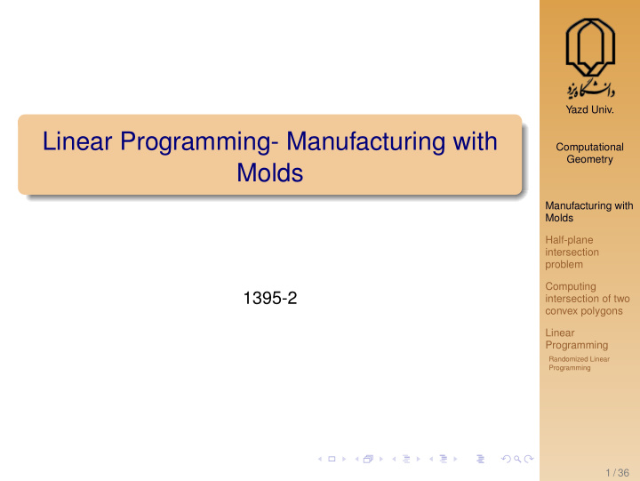 linear programming manufacturing with