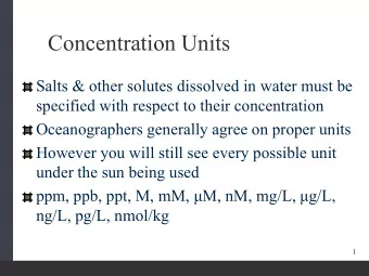 Concentration Units  Salts &amp; other solutes dissolved in water must be  specified with respect