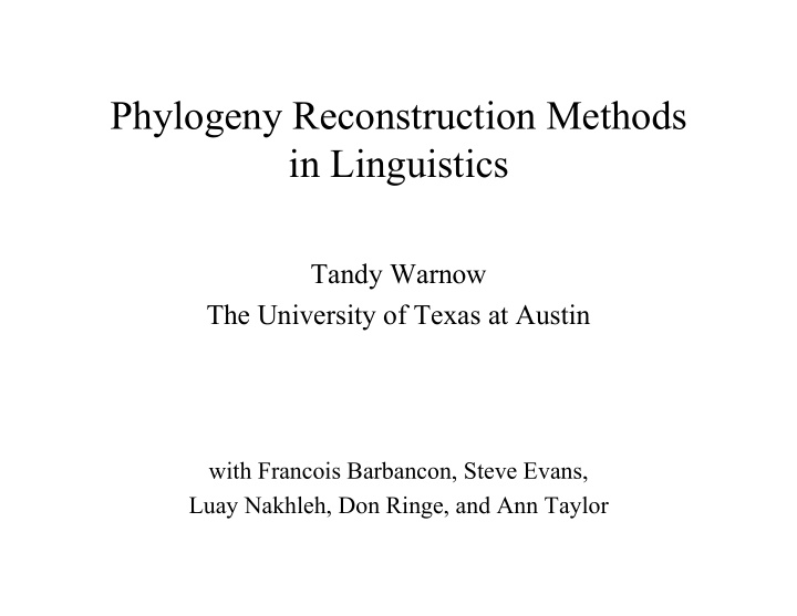 phylogeny reconstruction methods in linguistics