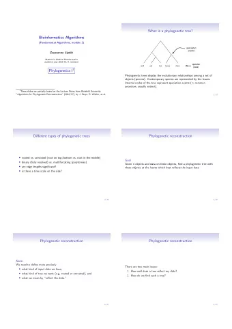 What is a phylogenetic tree?  Bioinformatics Algorithms  (Fundamental Algorithms, module 2)