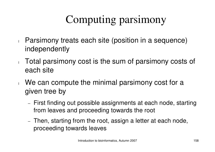 computing parsimony