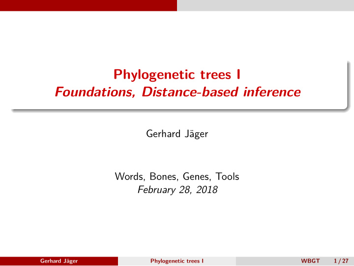 phylogenetic trees i foundations distance based inference