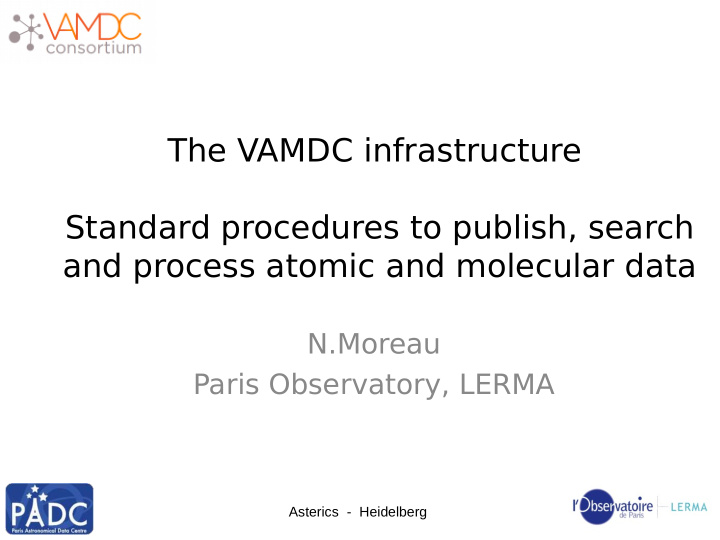 the vamdc infrastructure standard procedures to publish