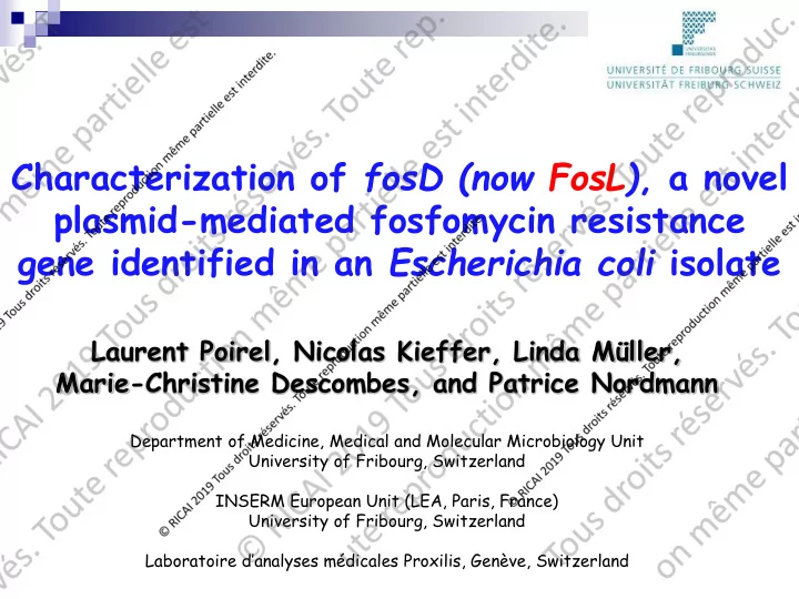 plasmid mediated fosfomycin resistance