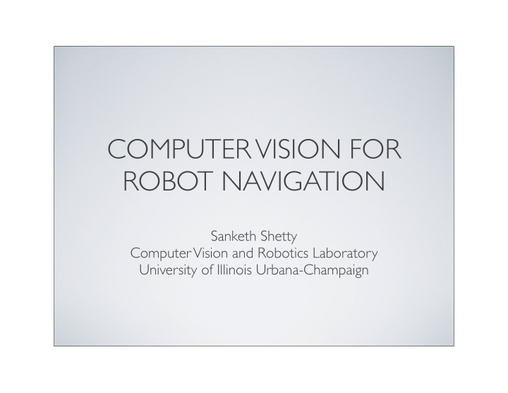 computer vision for robot navigation