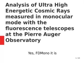 Analysis of Ultra High  Energetic Cosmic Rays  measured in monocular  mode with the  fmuorescence