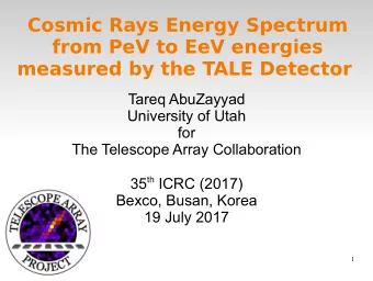 Cosmic Rays Energy Spectrum  from PeV to EeV energies  measured by the TALE Detector  Tareq