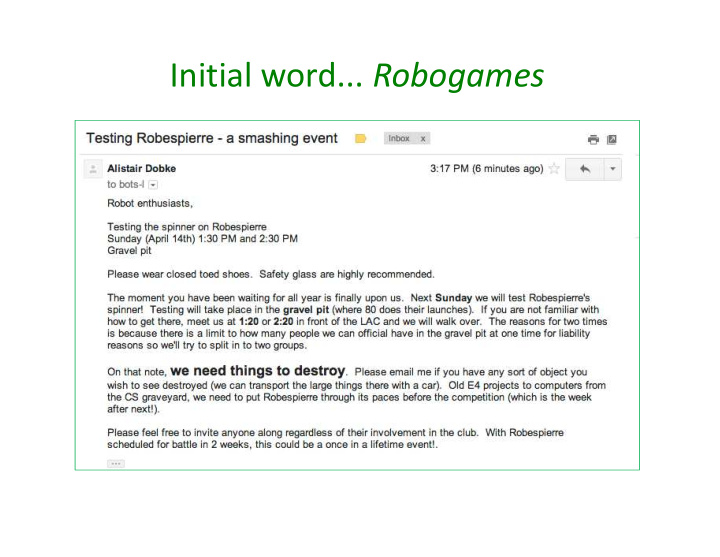 initial word robogames initial word robogames initial