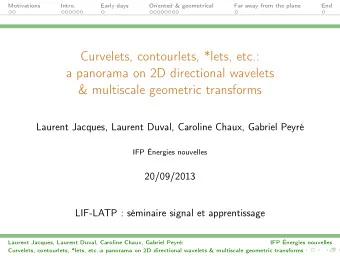 Curvelets, contourlets, *lets, etc.:  a panorama on 2D directional wavelets  &amp; multiscale