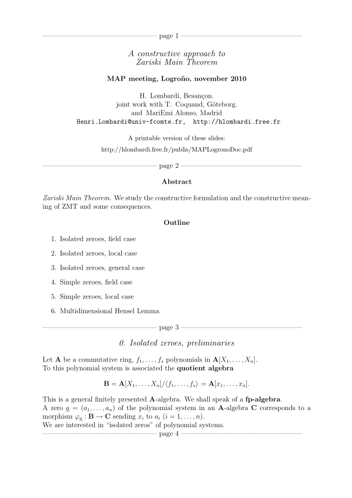 a constructive approach to zariski main theorem