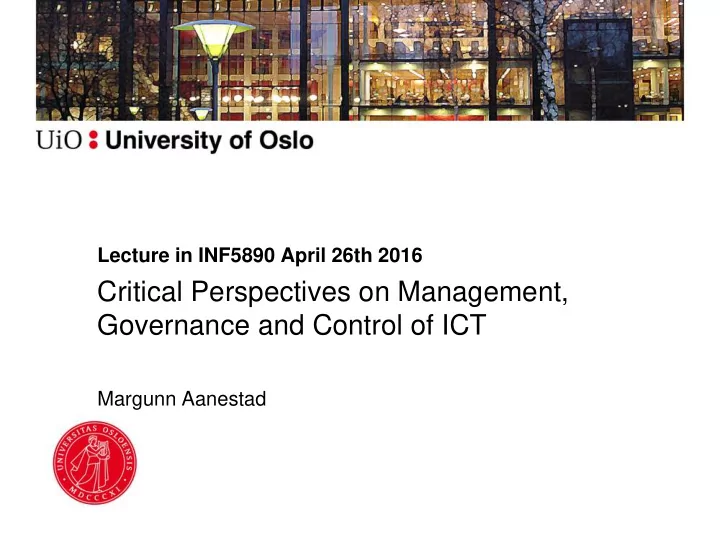 critical perspectives on management governance and