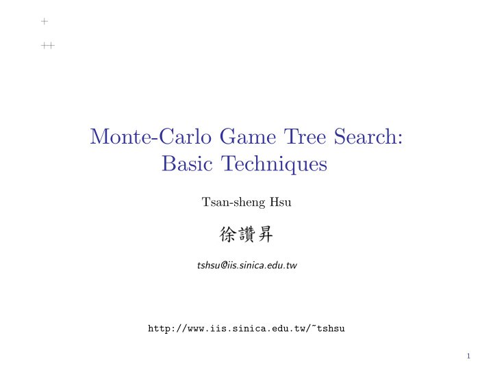 monte carlo game tree search basic techniques