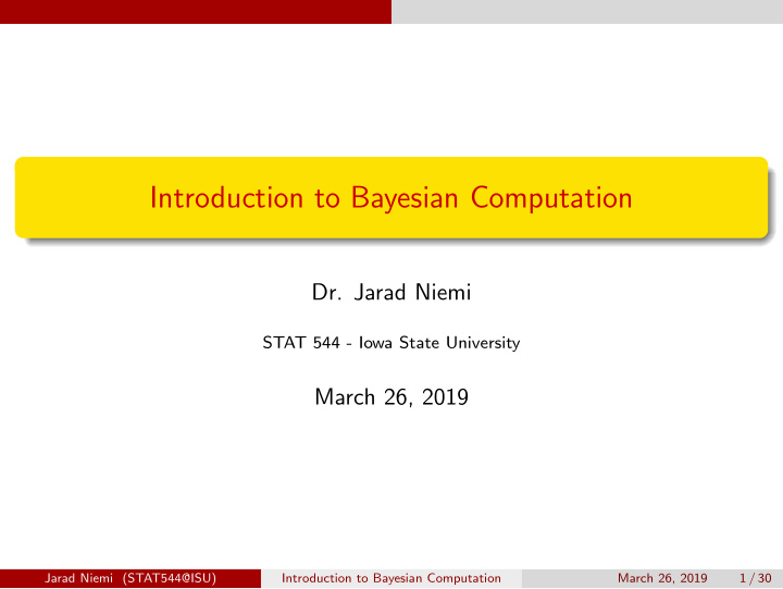 introduction to bayesian computation