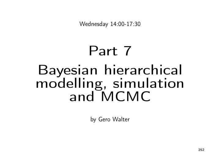 part 7 bayesian hierarchical modelling simulation and mcmc